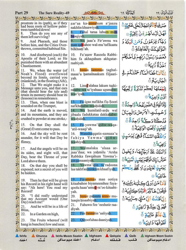 The Holy Quran Colour Coded Arabic Text and Transliteration with English Translation