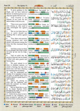 The Holy Quran Colour Coded Arabic Text and Transliteration with English Translation