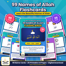 99 Names of Allah Flashcards – Large Portrait Cards for Home and Classroom