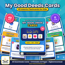 My Good Deeds Cards – 40 Printable Islamic Flashcards for Kids (A4 PDF)