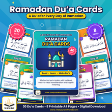 Ramadan Dua Cards – 30 Days of Duas, Printable A4 PDF with Arabic, Transliteration and English
