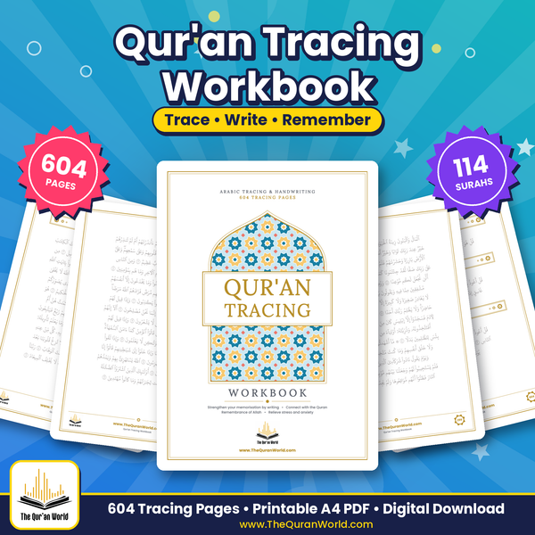 Quran Tracing Workbook – Printable Arabic Handwriting Practice, 604 A4 Pages (PDF)