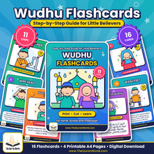 Wudu Flashcards for Kids – Printable Step-by-Step Wudhu Cards (A4 PDF)