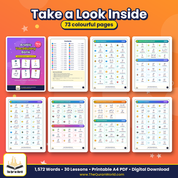 Arabic Vocabulary Bank Book 2 – 1,572 Words with Pictures for Madinah Arabic Book 2 (Printable PDF)