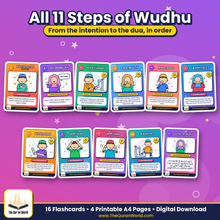 Wudu Flashcards for Kids – Printable Step-by-Step Wudhu Cards (A4 PDF)