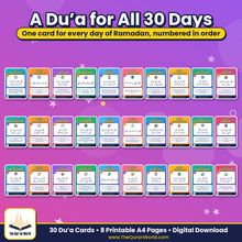 Ramadan Dua Cards – 30 Days of Duas, Printable A4 PDF with Arabic, Transliteration and English