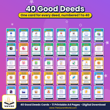 My Good Deeds Cards – 40 Printable Islamic Flashcards for Kids (A4 PDF)