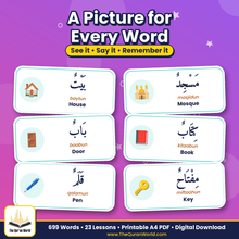 Arabic Vocabulary Bank Book 1 – 699 Words with Pictures for Madinah Arabic Book 1 (Printable PDF)