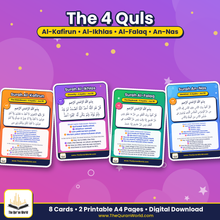The 4 Quls and Ayatul Kursi Flashcards – Printable A4 PDF with Arabic, Transliteration and English Meaning