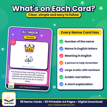 99 Names of Allah Flashcards – Large Portrait Cards for Home and Classroom