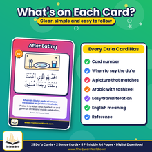 My Daily Dua Flashcards for Kids – 29 Everyday Duas, Printable A4 PDF with Arabic, Transliteration and English