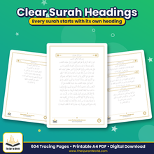 Quran Tracing Workbook – Printable Arabic Handwriting Practice, 604 A4 Pages (PDF)