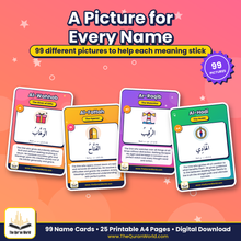 99 Names of Allah Flashcards – Large Portrait Cards for Home and Classroom