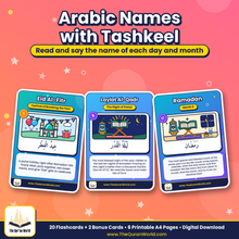 Islamic Holy Days Flashcards for Kids – 12 Special Days and the 12 Islamic Months, Printable A4 PDF