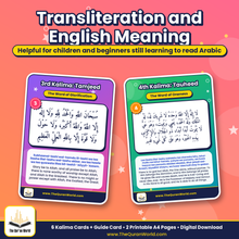 Six Kalimas Flashcards – Printable A4 PDF with Arabic, Transliteration and English Meaning