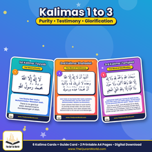Six Kalimas Flashcards – Printable A4 PDF with Arabic, Transliteration and English Meaning