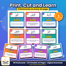 99 Names of Allah Flashcards – Printable Arabic & English PDF for Children
