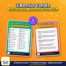 Good Manners Flashcards for Kids – 25 Islamic Manners and Daily Sunnah Cards, Printable A4 PDF