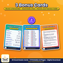 My Good Deeds Cards – 40 Printable Islamic Flashcards for Kids (A4 PDF)
