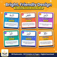 99 Names of Allah Flashcards – Printable Arabic & English PDF for Children