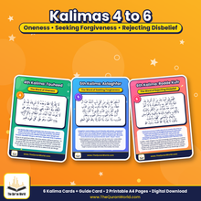Six Kalimas Flashcards – Printable A4 PDF with Arabic, Transliteration and English Meaning