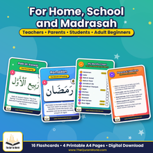 Islamic Calendar Flashcards for Kids – 12 Hijri Months in Arabic and English (Printable A4 PDF)