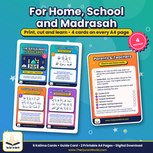 Six Kalimas Flashcards – Printable A4 PDF with Arabic, Transliteration and English Meaning