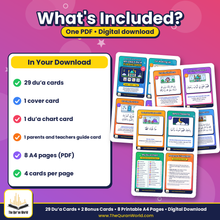 My Daily Dua Flashcards for Kids – 29 Everyday Duas, Printable A4 PDF with Arabic, Transliteration and English