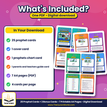 25 Prophets in the Quran Flashcards for Kids – Printable A4 PDF with Arabic Names, Stories and Qur'an References