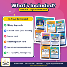 Islamic Holy Days Flashcards for Kids – 12 Special Days and the 12 Islamic Months, Printable A4 PDF