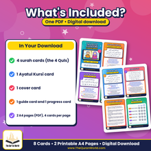 The 4 Quls and Ayatul Kursi Flashcards – Printable A4 PDF with Arabic, Transliteration and English Meaning