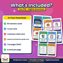 Good Manners Flashcards for Kids – 25 Islamic Manners and Daily Sunnah Cards, Printable A4 PDF