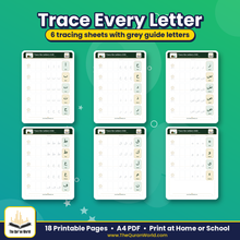 Arabic Alphabet Worksheets for Kids – Printable PDF (18 Pages)